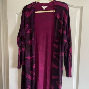 Terra & Sky Long Cardigan with Pretty Purple Camo Design.